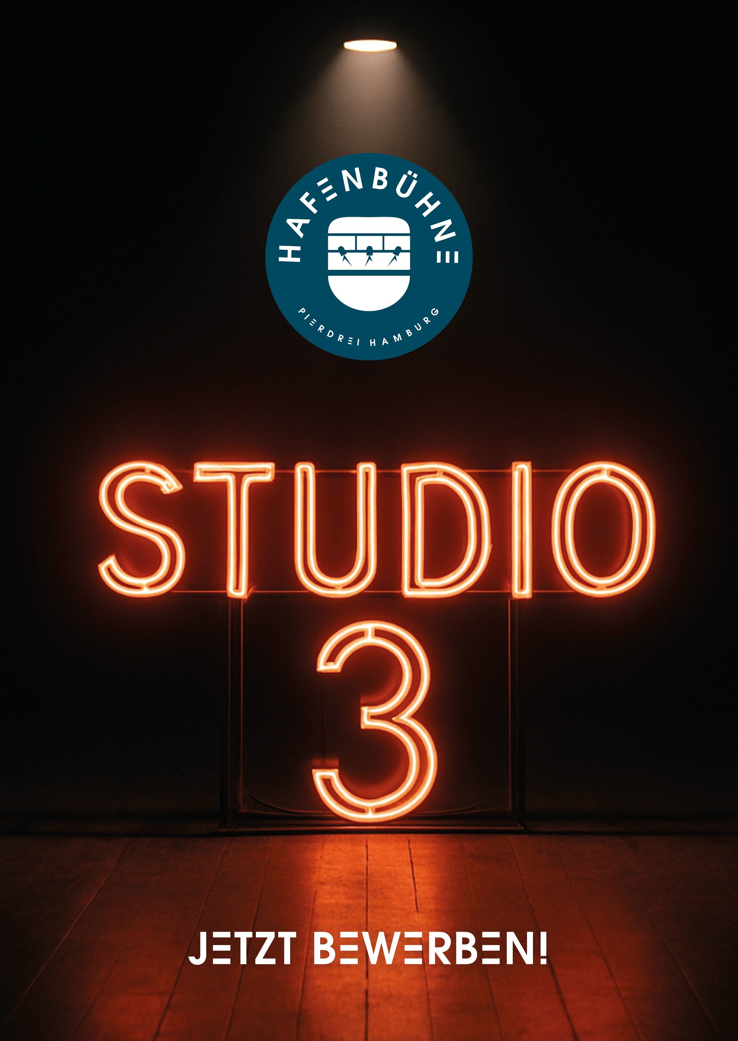 STUDIO 3 illuminated lettering in red