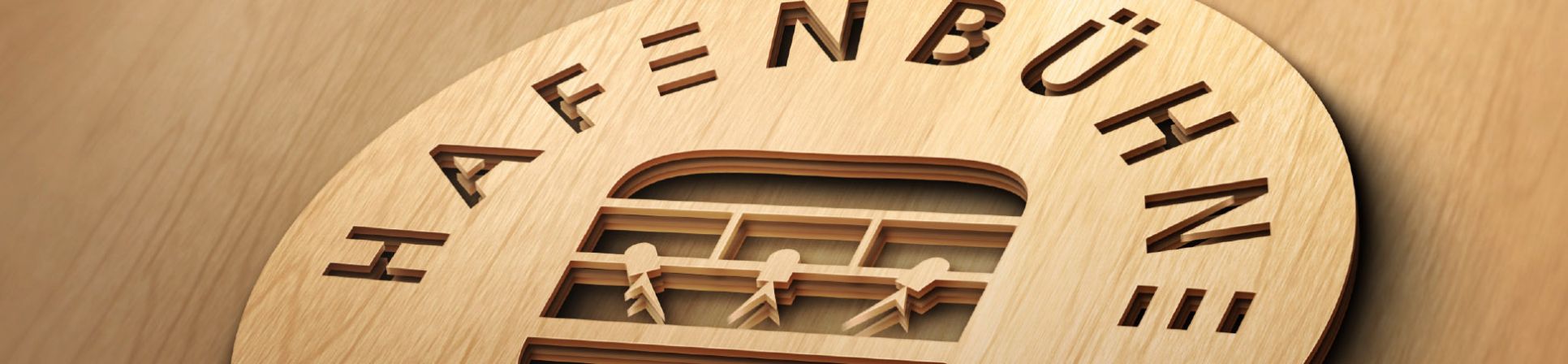 HAFENBÜHNE Logo auf Holz 