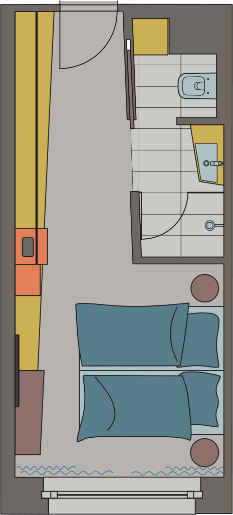 Floor plan of SMALL room with entrance, sleeping area and bathroom